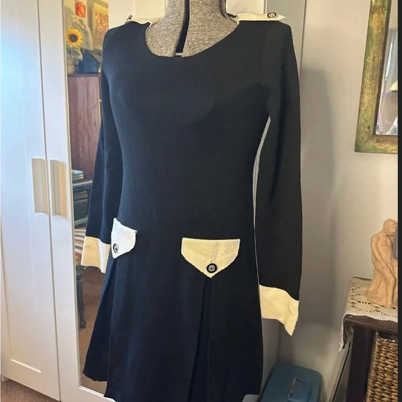 Vintage Moschino Jeans Sweater Knit Black Dress L (fits S/M) - Picture 4 of 13